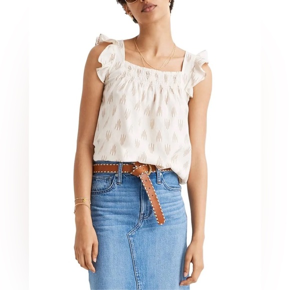 Madewell ikat print ruffled sleeve Top M - Picture 1 of 7
